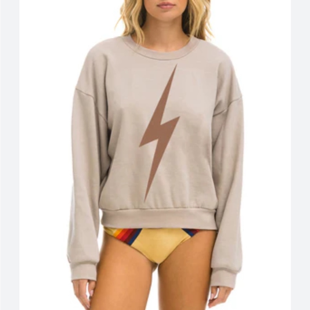 BOLT RELAXED CREW SWEATSHIRT - SAND // MOCHA small